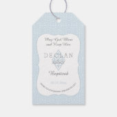 doop | Jongen Blauw Fleur de Lis  Kruis Cadeaulabel (Achterkant)