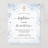 Doop jongen blauw witte budget uitnodiging flyer (Voorkant)