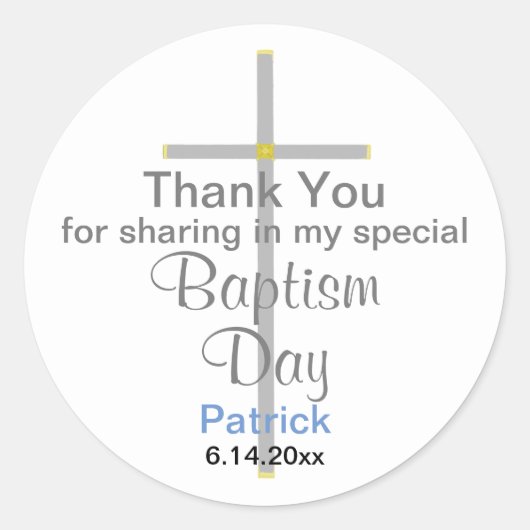 Doop Jongen Dank U Ronde Stickers (Voorkant)