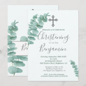 Doop Jongen Eucalyptus Groene Moderne Kaart (Voorkant / Achterkant)