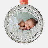 Doop Jongen Meisje Foto Keepsake Metalen Ornament (Voorkant)