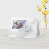 Doop, Jongen met Baby handen in blauw Kaart (Gele Bloem)