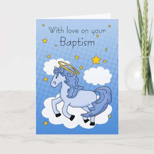 Doop Kaart met blauw paard (Voorkant)