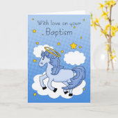 Doop Kaart met blauw paard (Gele Bloem)