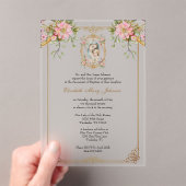 Doop Katholieke Moeder Maria Jezus Roze Bloemen Acryl Uitnodigingen (Insitu (Draagbaar))