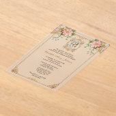 Doop Katholieke Moeder Maria Jezus Roze Bloemen Acryl Uitnodigingen (Laagn)