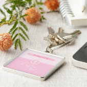 Doop kleindochter, aangepaste naam, roze kind o sleutelhanger (Zijkant)