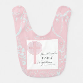 Doop kleindochter roze kant gepersonaliseerd baby slabbetje