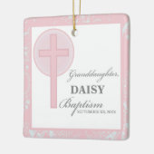 Doop kleindochter roze kant gepersonaliseerd keramisch ornament (Links)