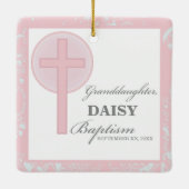 Doop kleindochter roze kant gepersonaliseerd keramisch ornament (Achterkant)