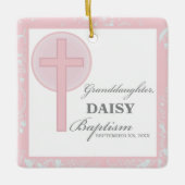 Doop kleindochter roze kant gepersonaliseerd keramisch ornament (Voorkant)