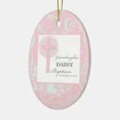 Doop kleindochter roze kant gepersonaliseerd keramisch ornament (Links)