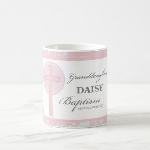 Doop kleindochter roze kant gepersonaliseerd koffiemok