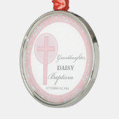 Doop kleindochter roze kant gepersonaliseerd metalen ornament (Links)