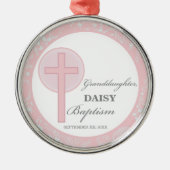 Doop kleindochter roze kant gepersonaliseerd metalen ornament (Voorkant)