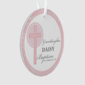Doop kleindochter roze kant gepersonaliseerd ornament (voorkant)