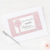 Doop kleindochter roze kant gepersonaliseerd rechthoekige sticker (Envelop)