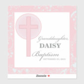 Doop kleindochter roze kant gepersonaliseerd sticker (Vel)