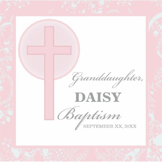 Doop kleindochter roze kant gepersonaliseerd sticker (Voorkant)