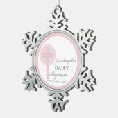 Doop kleindochter roze kant gepersonaliseerd tin sneeuwvlok ornament (Rechts)
