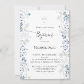 Doop kleine blauwe aquarel bloemen kaart (Voorkant)
