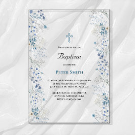 Doop kleine blauwe waterverf bloemetjes acryl uitnodigingen