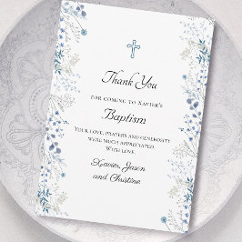 Doop kleine blauwe waterverf bloemetjes dank u kaart