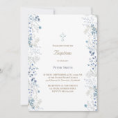 Doop kleine blauwe waterverf bloemetjes kaart (Voorkant)