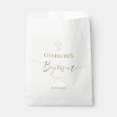 Doop kleine roze strik bedankzakje (Voorkant)