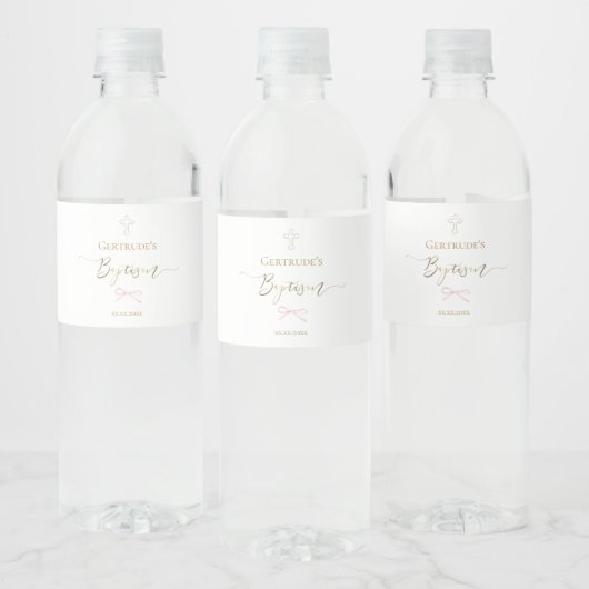 Doop kleine roze strik waterfles etiket (Flessen)