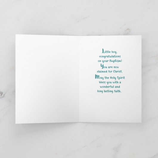 Doop Kostbaar Gezegend en Geliefd op Teal Houten Kaart (Binnen)