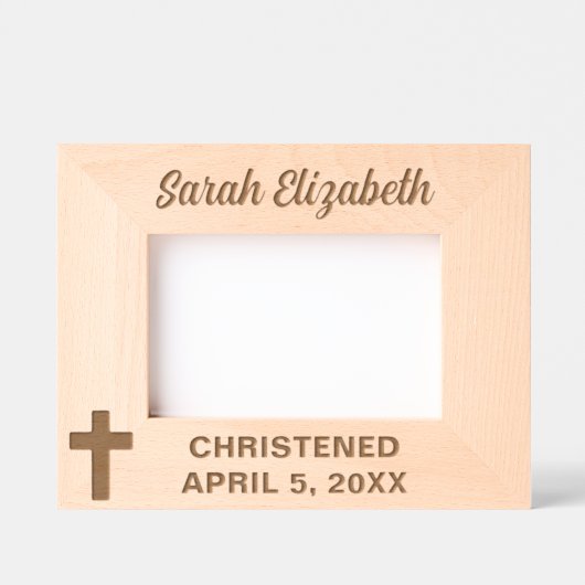 Doop Kruis Aangepaste Naam en Datum Gegraveerde Lijstjes (Voorkant)