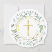 Doop Laurierkrans Gouden Kruis Cirkelvormig Kaart (Voorkant)