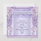 Doop Lavendel Roze Kruis Meisje Foto Doop Kaart (Achterkant)