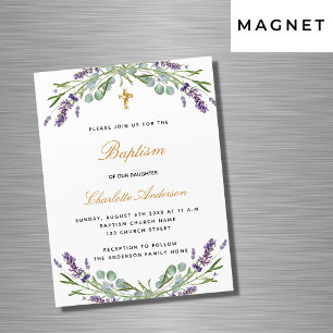 Doop lavendel viool bloem eucalyptus luxe magnetische uitnodiging