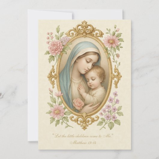 Doop Maria en Jezus Roze Rozen Kaart (Achterkant)