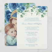 Doop Maria Jezus Blauwe Bloemenschors Kaart (Voorkant / Achterkant)