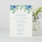 Doop Maria Jezus Blauwe Bloemenschors Kaart (Staand voorkant)