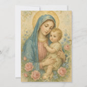 Doop Maria met Jesus Roze Rozen  Kaart (Achterkant)