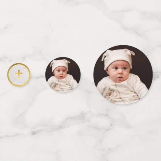 Doop Marmer Faux Gold Foil Cross Elegant Script Confetti (Voorkanten)