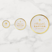 Doop Marmer Faux Gold Foil Cross Elegant Script Confetti (Achterkanten)