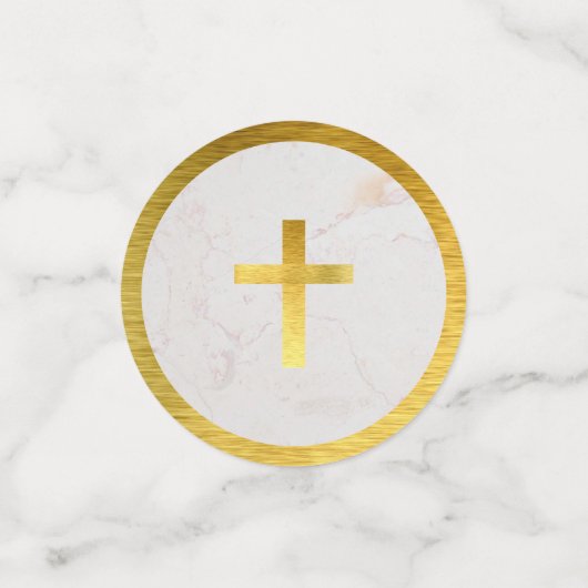 Doop Marmer Faux Gold Foil Cross Elegant Script Confetti (Kleine voorkant)