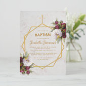 Doop Marmer Gouden Pioenrozen Vlinder Geometrisch Kaart (Staand voorkant)