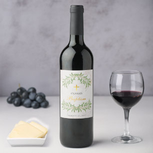 Doop Marmer Loofwerk Nep Goud Folie Schrift Wijn Etiket