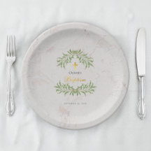 Doop Marmeren Bladergroen Faux Gold Script