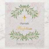 Doop Marmeren Bladzijde Faux Gouden Folie Script Wijn Etiket (Enkel label)