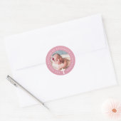 doop meisje | Aangepaste foto en eenvoudige kruis Ronde Sticker (Envelop)