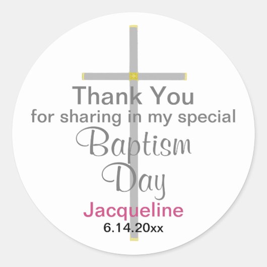 Doop Meisje Dank u Ronde Stickers (Voorkant)