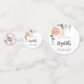 Doop meisje roos gouden bloem foto confetti (Voorkanten)