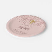 Doop meisje roos gouden glitter druppels naam papieren bordje (Gekanteld)